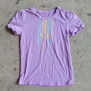 Irideon cap sleeve horse graphic tee purple small